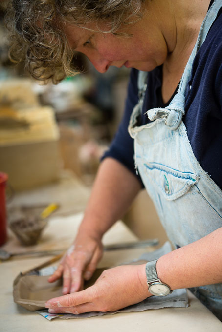 Petra Steward in her workshop at Wobage Farm 2016